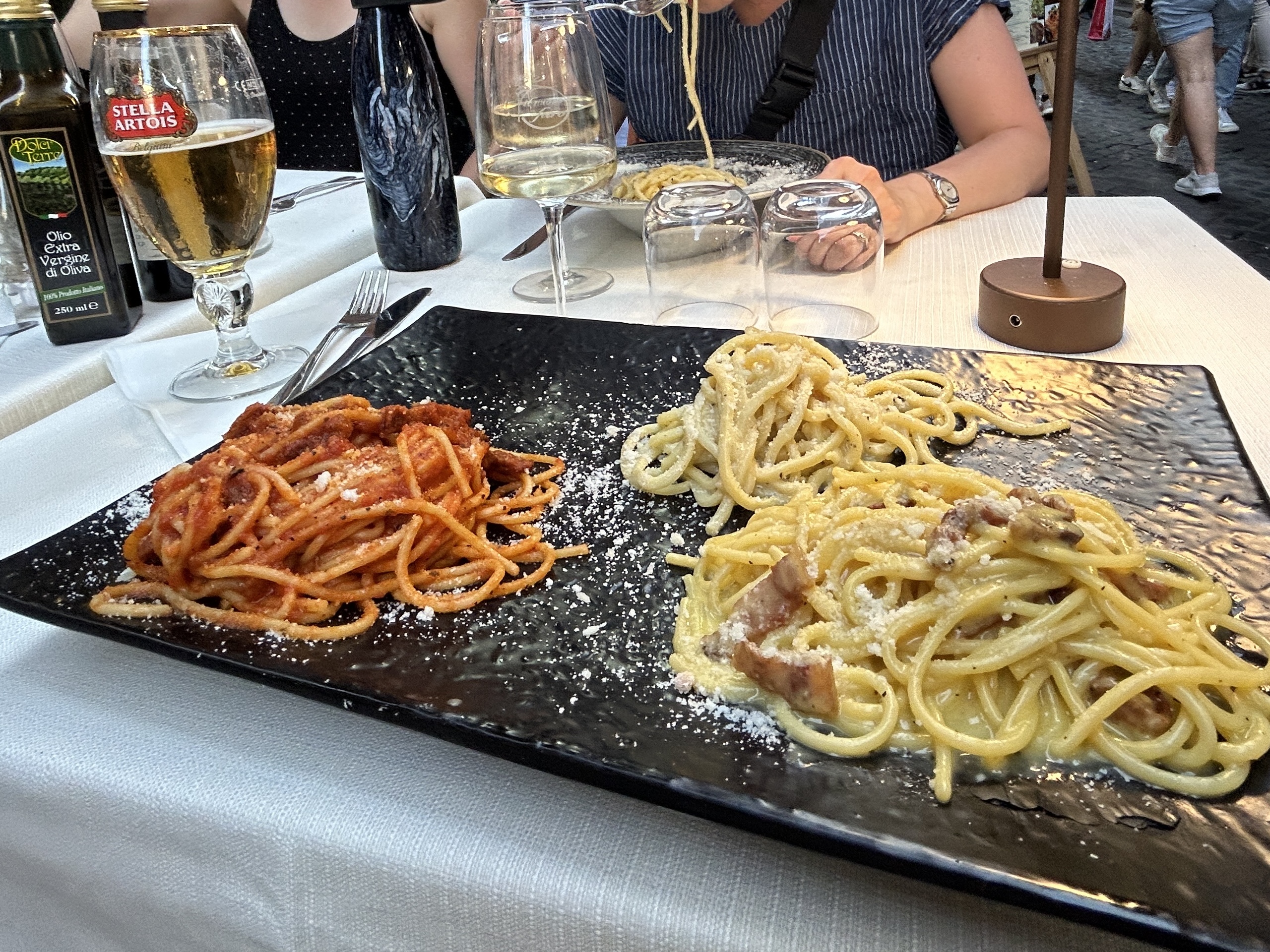 Eating pasta on the streets of Rome